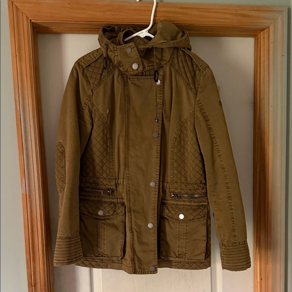 Guess Khaki Utility Jacket with Quilted Accents